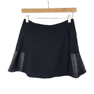 Rag & Bone Montrose Leather Panel Accent Skater Mini Skirt 0